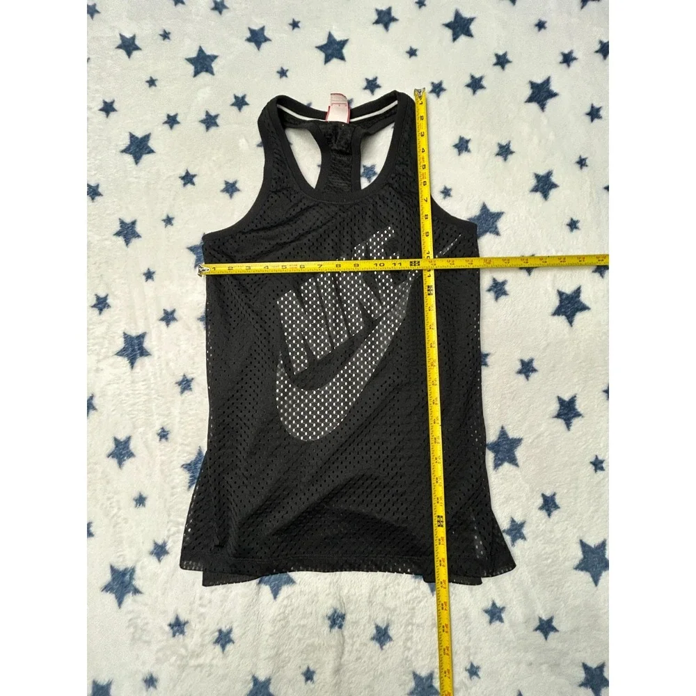 Nike Mesh Tank Top Womens Small Black Racerback Graphic Athletic Workout